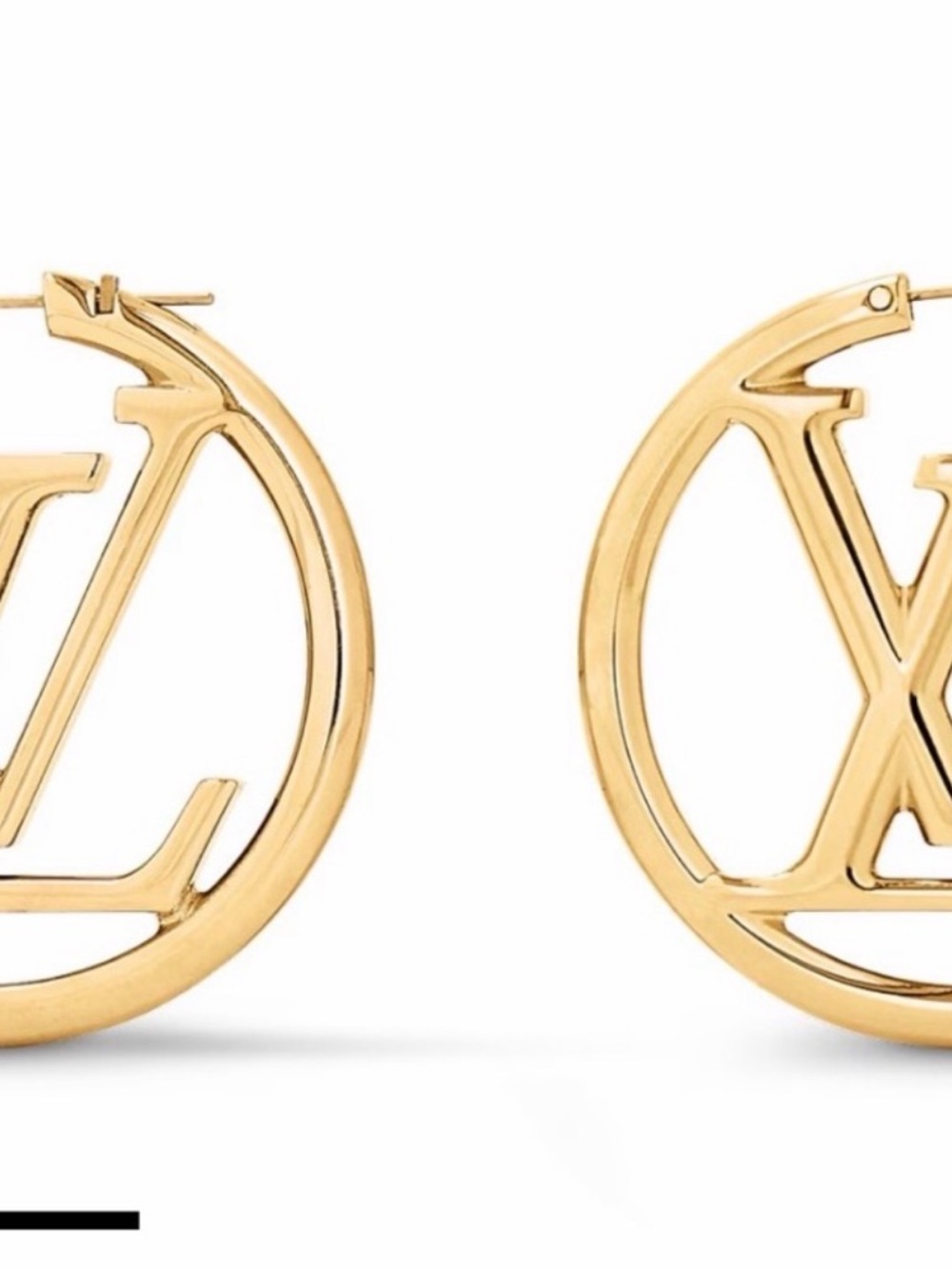 Louis Vuitton Shiny Gold Circle LV Logo Hoop Earrings - Picture 2 of 4